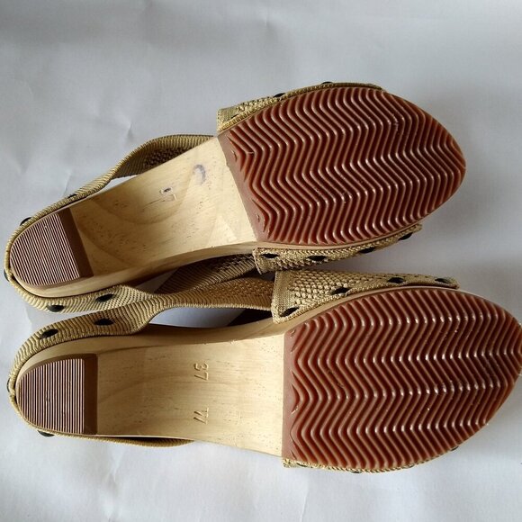 JAX & BARD Shoes Beige Libby Hill Slip On Wooden Clog Sandals 6.5 7 W Sz 37 NEW - Picture 4 of 5